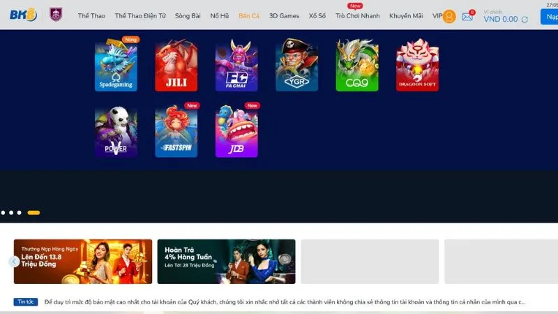 BK8 liên kết cùng nhiều nhà phát hành game uy tín