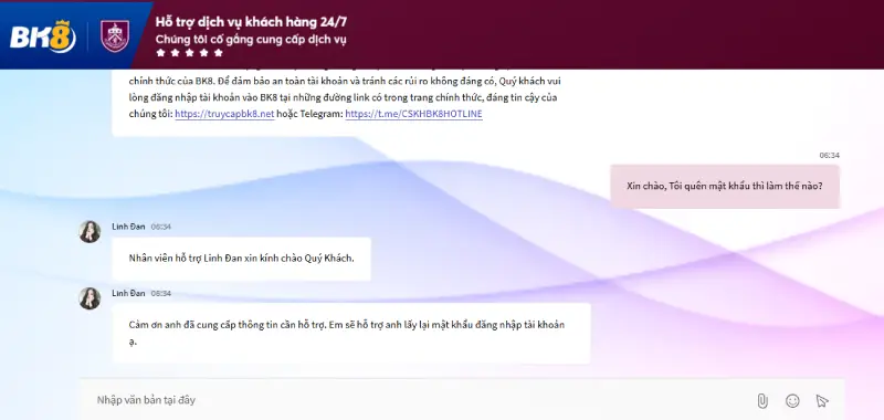 Cần đảm bảo thông tin liên hệ với BK8 rõ ràng