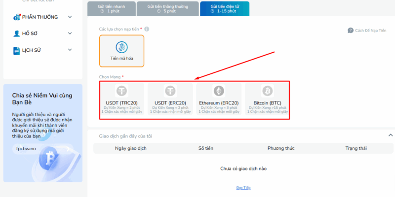 Xác nhận tiền sẽ nạp vào BK8