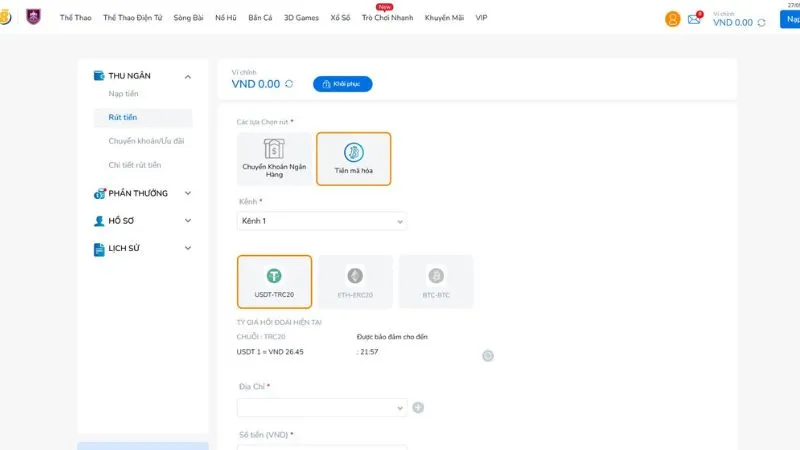 Dễ dàng rút tiền thưởng khi chơi bắn cá tại nhà cái