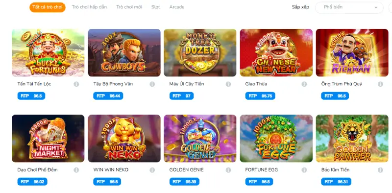 Game nổ hũ BK8 đa dạng chủ đề