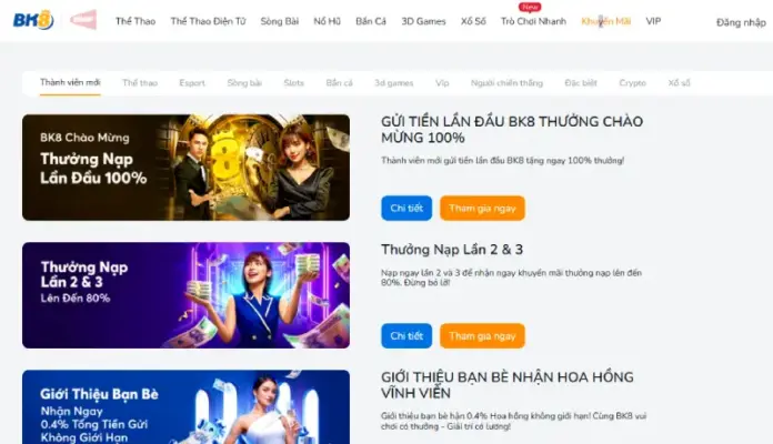 Nhận ưu đãi BK8 sau khi đăng ký