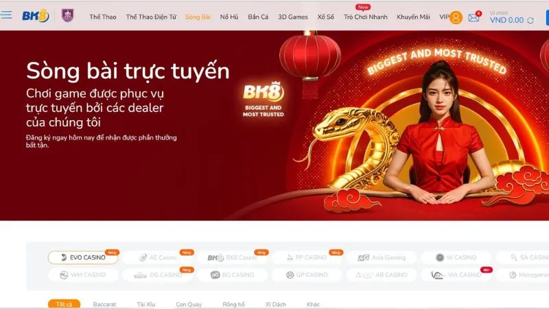 Sảnh game bài BK8 được đông đảo game thủ yêu thích