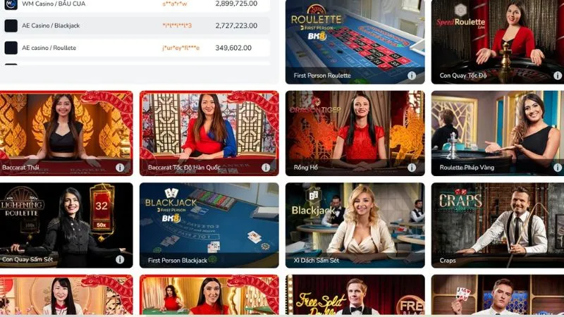 Sảnh game bài với hơn 100+ tựa game hấp dẫn